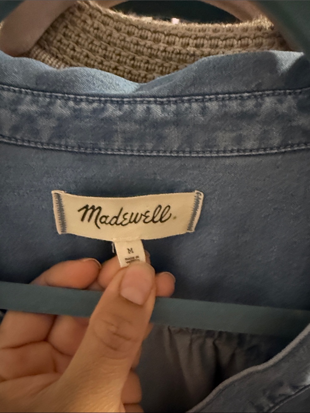 Madewell Chambray Easy Y-Neck Button-Up Shirt in Ritch Wash - Picture 6 of 9